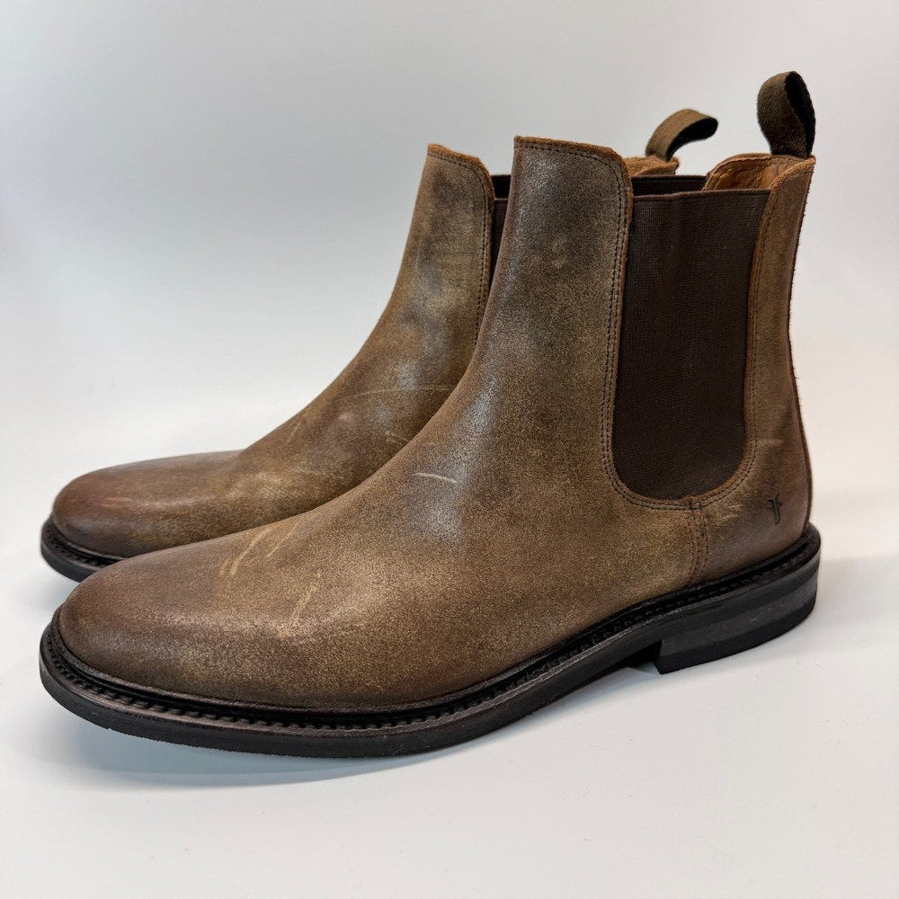 Frye‎ Seth Chelsea Boot Men 9 D Brown Chocolate Patina Classic